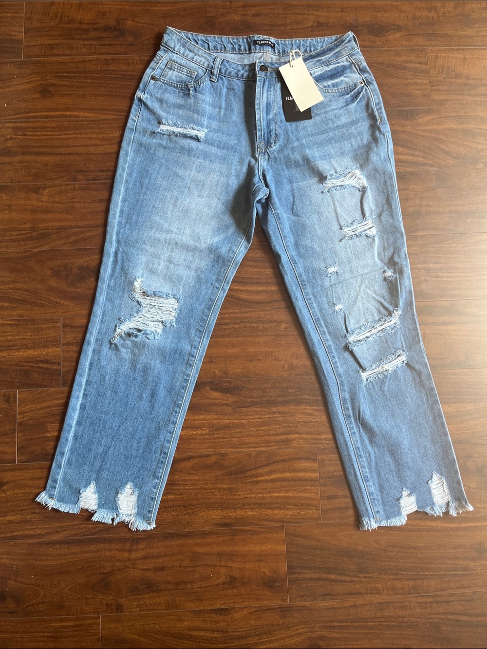 Flamingals Distressed Light Blue Women’s Jeans - Casual Ripped Style